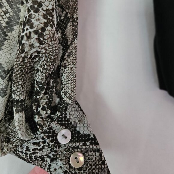 Zara Accessories Snake Print Semi-sheer Bodysuit Long Sleeve Deep V-neck Sz S - Picture 4 of 11